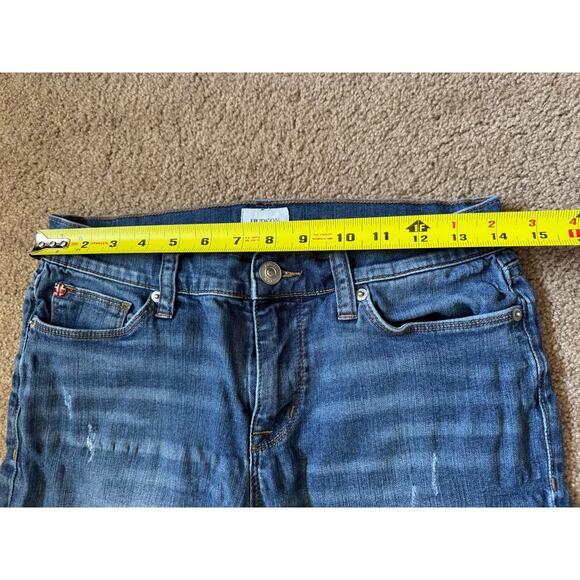 Hudson Krista Ankle Skinny Fit Raw Hem Medium Wash Medium Rise Light Distressed - Picture 2 of 8